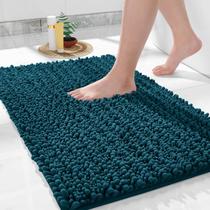 Tapete de banheiro Yimobra Chenille Shaggy Rustic Turquesa 60x40cm
