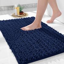 Tapete de banheiro Yimobra Luxury Chenille 60x43cm azul marinho