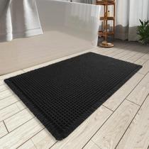 Tapete de banho AMOAMI Waffle Super Absorvente Antiderrapante 60x90cm Preto
