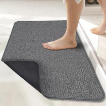 Tapete de banho Bosap Ultra Thin Bathroom Runner Rug cinza escuro