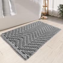 Tapete de banho BULULOM Tapete de banho de waffle atualizado, cinza superabsorvente Tapete de banho BULULOM Tapete de banho de waffle atualizado, cinza superabsorvente