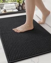 Tapete de banho Color & Geometry Chenille Pile 43x75cm Absorvente Preto