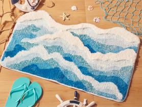 Tapete de banho DyeFury Blue Ocean Wave antiderrapante lavável 120x60cm