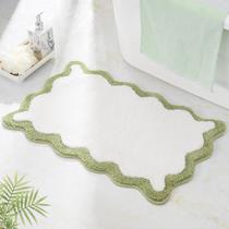 Tapete de banho DyeFury Luxury Cute White com borda verde recortada