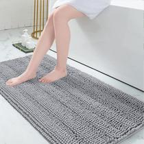 Tapete de banho Grandaily Chenille listrado 152x61 cm, cinza extra grosso