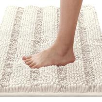 Tapete de banho H.VERSAILTEX Extra Thick Chenille listrado marfim 43x60cm