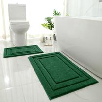Tapete de banho HOMEIDEAS, 2 peças, absorvente supermacio, verde escuro
