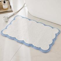 Tapete de banho Ohocut Luxury Microfiber White com tubulação azul