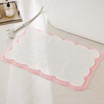 Tapete de banho Ohocut Luxury Microfiber White com tubulação rosa