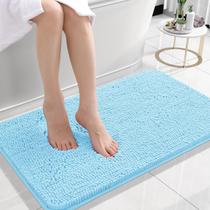Tapete de banho OLANLY Chenille, absorvente extra macio, 60x40cm, azul celeste Tapete de banho OLANLY Chenille, absorvente extra macio, 60x40cm, azul celeste
