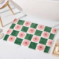 Tapete de banho ORTIGIA Cute Green Checkered Rosa Floral 50x80cm