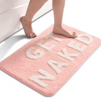 Tapete de banho QJHOMO Get Naked rosa e branco superabsorvente Tapete de banho QJHOMO Get Naked rosa e branco superabsorvente