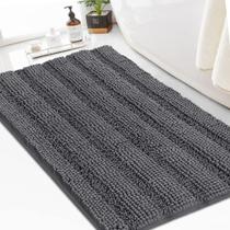 Tapete de banho turquesa Chenille Shaggy 60x90cm cinza antiderrapante
