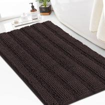 Tapete de banho turquesa Chenille Shaggy antiderrapante 60x90cm marrom