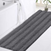 Tapete de banho turquesa de pelúcia cinza chenille grande 120x43cm