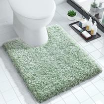 Tapete de banho Yimobra em forma de U lavável 60x50cm Microfibra Verde Claro