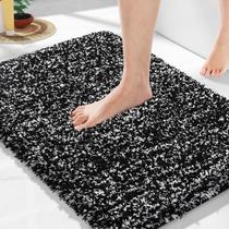 Tapete de banho Yimobra preto e branco antiderrapante lavável 60x43cm Tapete de banho Yimobra preto e branco antiderrapante lavável 60x43cm