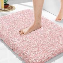 Tapete de banho Yimobra rosa claro e branco antiderrapante 60x43cm Tapete de banho Yimobra rosa claro e branco antiderrapante 60x43cm