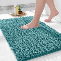 Tapete de banho Yimobra Soft Shaggy Chenille 80x50cm azul azul-petróleo