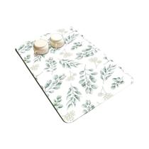 Tapete De Borracha Antiderrapante E Resistente Ao Calor Com Tema De Folhas De Eucalipto Para Secar