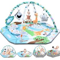 Tapete de brincar Baby Gym Jyusmile 8 em 1 Tummy Time com 6 brinquedos