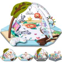 Tapete de brincar Baby Gym Jyusmile 8 em 1 Tummy Time com 6 brinquedos