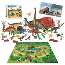 Tapete de brincar Dinosaur PicassoTiles PTD11 com 21 bonecos de ação Tapete de brincar Dinosaur PicassoTiles PTD11 com 21 bonecos de ação