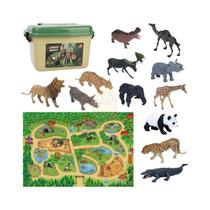 Tapete De Brincar Infantil Com Animais Da Selva E Zoológico, Com Panda, Leão, Tigre, Girafa,