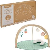Tapete de brincar para bebês Fisher-Price Wood Lay & Play com academia de atividades