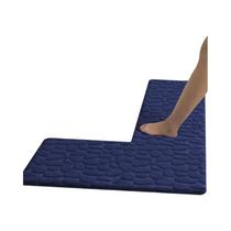 Tapete De Chuveiro Em Forma De L Antiderrapante Absorvente De Cor Sólida Flanela Peluda Canto