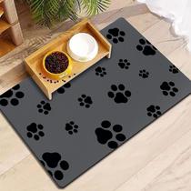 Tapete de comida para cães Blkjsgly 18x30cm Absorvente Antiderrapante Cinza Escuro
