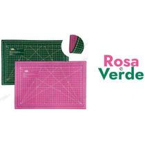 Tapete de Corte Placa de Corte Artesanato Scrapbook 45x30 Verde e Rosa Dupla Face