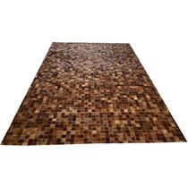Tapete de couro castanho 2,00x3,00 sem bordas peça 5x5cm