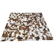 Tapete de couro castanho malhado 1,50x1,50 com bordas