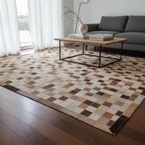 Tapete de Couro Costurado com Beiral Cinza Champagne 2,00 x 1,50 m