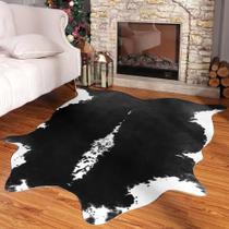 Tapete de Couro Grande Legítimo Premium Preto e Branco 2.20m x 2m