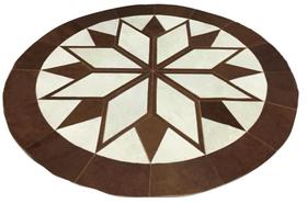 Tapete de couro Mandala Caramelo / Branco 2 m de Diâmetro