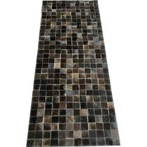 Tapete de couro passadeira marrom café 0,60x1,50 sb pç 5x5cm