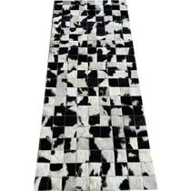 Tapete de couro passadeira preto branco malhado 0,60x1,50 sb Tapete de couro passadeira preto branco malhado 0,60x1,50 sb