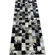 Tapete de couro passadeira preto branco salino 0,60x1,50 sb