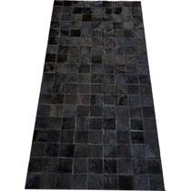 Tapete de couro passadeira preto natural 0,60x1,20 s/bordas