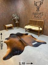 Tapete De Couro Premium Dourado E Branco - Farms Rugs