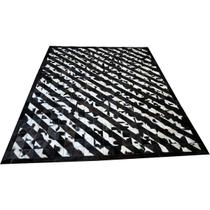 Tapete De Couro preto branco listra diagonal 2,00x2,50 c/b