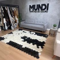Tapete De Couro Preto e Branco 200x250 Placas Hexagonal 12cm - Envio Imediato