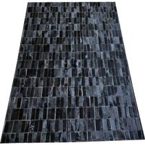 Tapete de couro preto natural 1,00x1,50 sem borda peça 3x9cm