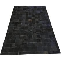 Tapete De Couro Preto Natural 1,20X1,80 Borda Peças 10X10Cm