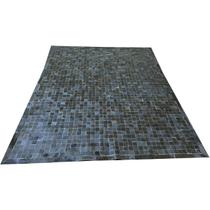 Tapete de couro preto natural 2,00x2,50 com borda peça 5x5cm