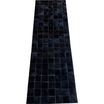 Tapete de couro quadriculado preto café 0,50x1,50 s/b