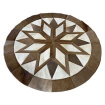 Tapete de couro redondo marrom e bege claro 1,60 diâmetro