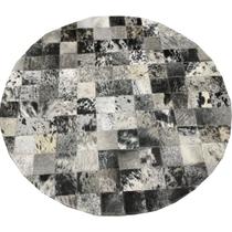 Tapete de couro redondo preto branco salino 0,80 diâmetro sb